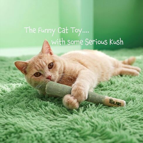 LIT LABS Cat Doobie 3 عبوات من ألعاب النعناع البري للقطط، ألعاب القطط المضحكة، ألعاب المضغ والركل الآمنة للقطط الصغيرة، هدايا تخفيف التوتر للقطط الداخلية التي تصيب مختلفًا in Kuwait
