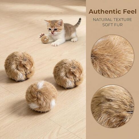 3pcs Rabbit Fur Ball Cat Toy, Soft Fur Fluffy Catnip Toy Ball, Fluffy Catnip Toy Ball, Washable, Chasing Fun, Kickball and Games, Suitable for Indoor Sports in Kuwait