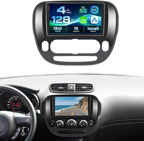 راديو بشاشة تعمل باللمس 8-Core 4+64G Android 13 لسيارة Kia Soul 2014-2017 (مكيف هواء يدوي)، وحدة رأس ترقية لستيريو السيارة مقاس 9 بوصات Android Auto، وكاميرا احتياطية AHD، ووصلة مرآة، ونظام تحديد المواقع العالمي (GPS) in Kuwait