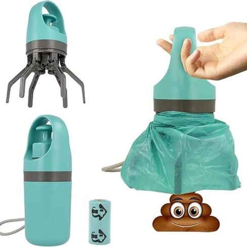 Portable Poop Scooper With Bags Attachment Quick Pet Poop Claw Grabber in Kuwait
