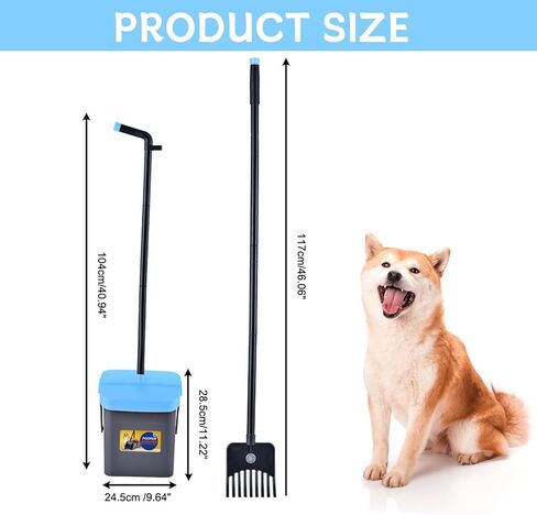 Geyecete Dog Pooper Scooper Pooper Scooper للكلاب - أداة تنظيف خارجية بمقبض طويل مع 35 موزعًا لأكياس النفايات - مجموعة التقاط نفايات الحيوانات الأليفة المحمولة in Kuwait