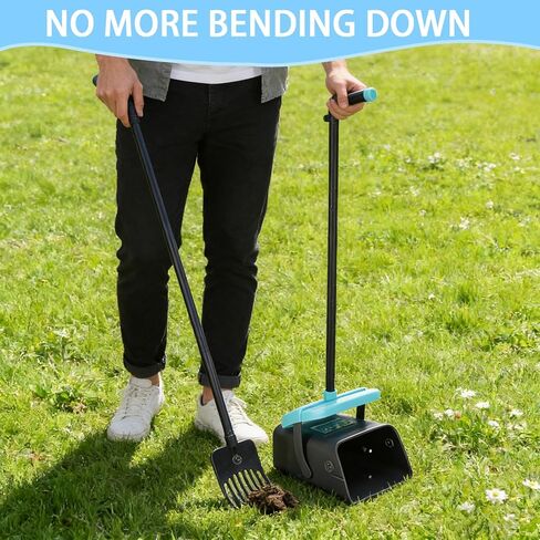 Geyecete Dog Pooper Scooper Pooper Scooper للكلاب - أداة تنظيف خارجية بمقبض طويل مع 35 موزعًا لأكياس النفايات - مجموعة التقاط نفايات الحيوانات الأليفة المحمولة in Kuwait