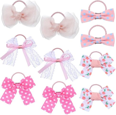 Mabor 10PCS Pink Dog Bows for Ears, Puppy Hair Bows with Elastic Rubber Bands, Cute Bowknot Pet Hair Accessories for Small Dogs Cats in Kuwait