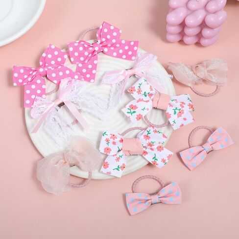 Mabor 10PCS Pink Dog Bows for Ears, Puppy Hair Bows with Elastic Rubber Bands, Cute Bowknot Pet Hair Accessories for Small Dogs Cats in Kuwait