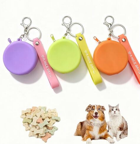 Reusable Silicone Dog Treat Pouch, 3-Pack Leakproof Training Bag with Zipper & Clip for Leash,Moisture-Proof,Easy to Clean, Portable Snack Pouches for Dogs and Cats, BPA-Free in Kuwait