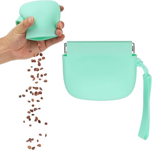 Silicone Dog Treat Pouch, Auto Closure, Pocket Size, Portable Walking Bag for Dog and Cat 4x3 Inch (Blue, 1Pcs), Intended for Pet Travel/Training/Walking in Saudi Arabia