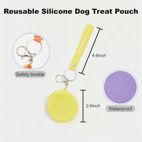 Reusable Silicone Dog Treat Pouch, 3-Pack Leakproof Training Bag with Zipper & Clip for Leash,Moisture-Proof,Easy to Clean, Portable Snack Pouches for Dogs and Cats, BPA-Free in Kuwait