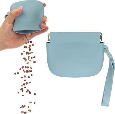 Silicone Dog Treat Pouch, Auto Closure, Pocket Size, Portable Walking Bag for Dog and Cat 4x3 Inch (Blue, 1Pcs), Intended for Pet Travel/Training/Walking in Saudi Arabia