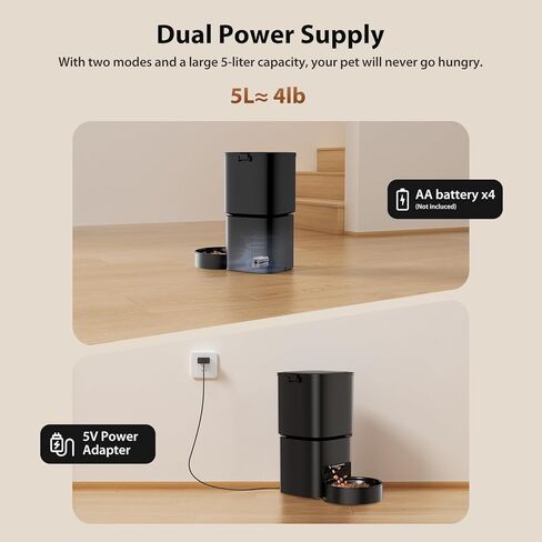 Automatic Cat Feeder, 5G WiFi APP Control Automatic Pet Feeder, 5L Cat Dry Food Dispenser with Remote Feeding,10 Meals Programmable 1-15 Portion Control Auto Dog Feeders for Cats,Puppy in Kuwait