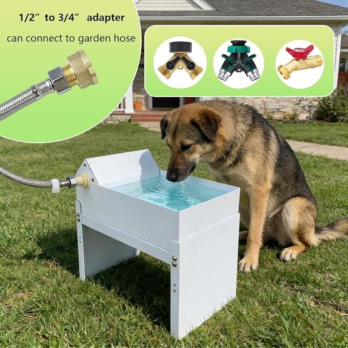 Automatic Dog Water Bowl Dispenser 6.5 Liter Self Refilling Water Bowl for Cat Dog Poultry Auto Fill Waterer with Float Valve Outdoor Indoor Pet Drinking Trough Fit GHT 3/4" Faucet in Kuwait