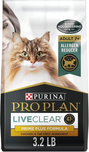 Purina Pro Plan LiveClear Senior Cat Food 7+ Cat Allergen Reducer Prime Plus Chicken and Rice Formula - 3.2 lb. Bag in Kuwait