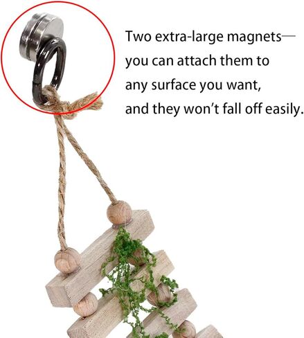 Jumping Spider Enclosure Accessories Magnetic Jumping Spider Rope Bridge with Artificial Moss Handmade Rectangular Solid Wood Suspension Bridge (Natural Wood Color) in Kuwait