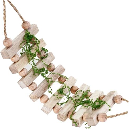 Jumping Spider Enclosure Accessories Magnetic Jumping Spider Rope Bridge with Artificial Moss Handmade Rectangular Solid Wood Suspension Bridge (Natural Wood Color) in Kuwait