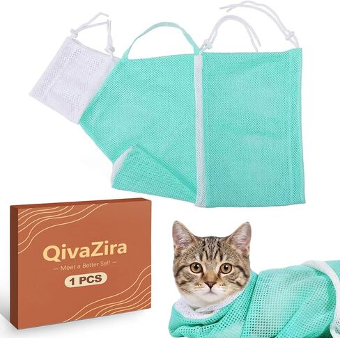 1 Piece Cat Bathing Bag Cat Grooming Bag Mesh Cat Wash Bag for Nail Trimming Ear Cleaning Injecting Restraint Bag Cat Shower Net Bag Supplies in Kuwait
