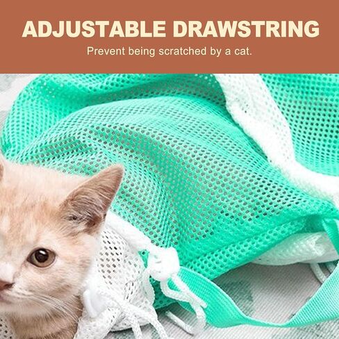 1 Piece Cat Bathing Bag Cat Grooming Bag Mesh Cat Wash Bag for Nail Trimming Ear Cleaning Injecting Restraint Bag Cat Shower Net Bag Supplies in Kuwait