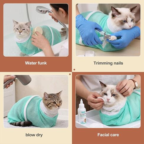 1 Piece Cat Bathing Bag Cat Grooming Bag Mesh Cat Wash Bag for Nail Trimming Ear Cleaning Injecting Restraint Bag Cat Shower Net Bag Supplies in Kuwait