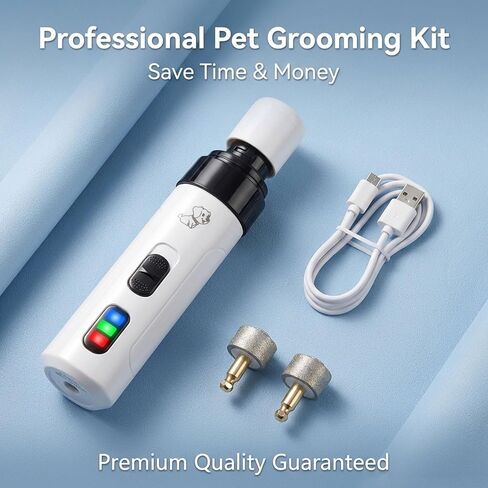 Upgraded Dog Nail Grinder Quiet, Professional Cat & Dog Nail Trimmers, 2-Speed Silent Pet Nail Grinder and Painless Paws Grooming, Suitable for Small Medium Pets (2 Replacement Head) in Kuwait