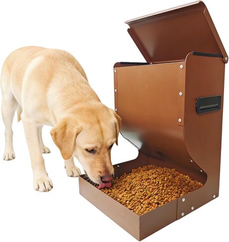 Galvanized Dog Feeders for Large Dogs, 15LBS Gravity Automatic Dog Feeder, Suitable for Indoor and Outdoor Use, Suitable for Medium Dogs,Cats,Poultry, and Pets in Kuwait