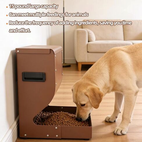 Galvanized Dog Feeders for Large Dogs, 15LBS Gravity Automatic Dog Feeder, Suitable for Indoor and Outdoor Use, Suitable for Medium Dogs,Cats,Poultry, and Pets in Kuwait