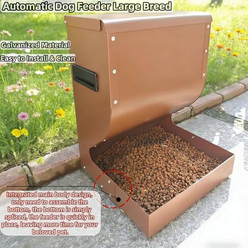 Galvanized Dog Feeders for Large Dogs, 15LBS Gravity Automatic Dog Feeder, Suitable for Indoor and Outdoor Use, Suitable for Medium Dogs,Cats,Poultry, and Pets in Kuwait