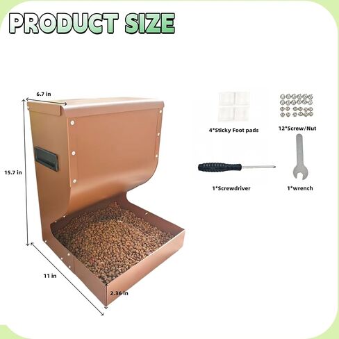 Galvanized Dog Feeders for Large Dogs, 15LBS Gravity Automatic Dog Feeder, Suitable for Indoor and Outdoor Use, Suitable for Medium Dogs,Cats,Poultry, and Pets in Kuwait