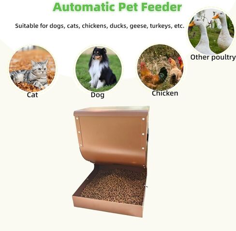 Galvanized Dog Feeders for Large Dogs, 15LBS Gravity Automatic Dog Feeder, Suitable for Indoor and Outdoor Use, Suitable for Medium Dogs,Cats,Poultry, and Pets in Kuwait