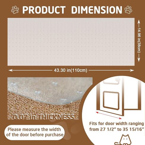 Carpet Protector for Cats & Dogs, 3.6 Ft Clear PVC Doorway Mat, Heavy Duty Anti Scratch Threshold Protector, Non-Slip Pet Damage Guard in Kuwait