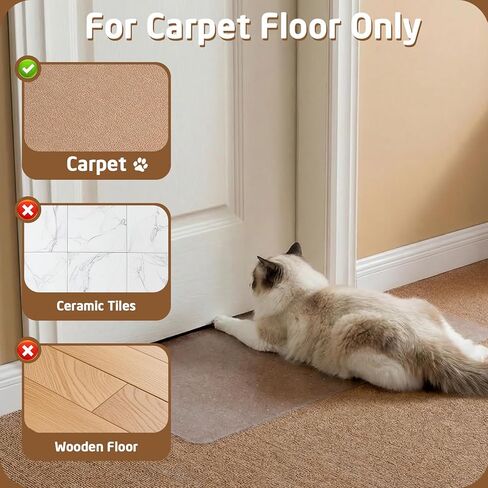 Carpet Protector for Cats & Dogs, 3.6 Ft Clear PVC Doorway Mat, Heavy Duty Anti Scratch Threshold Protector, Non-Slip Pet Damage Guard in Kuwait
