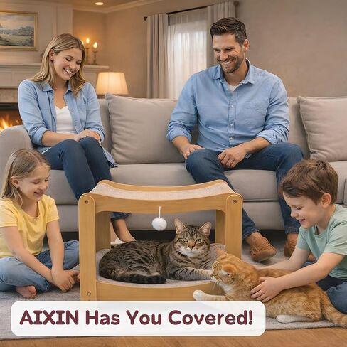 سرير خدش للقطط من السيزال بمستويين من AIXINPET - عمود خدش قوي للقطط مع وسادة خدش وسرير أرجوحة، سرير مريح للقطط للقطط الداخلية والقطط البالغة - إطار خشبي قوي، يحمي الأثاث in Kuwait