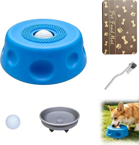 Slow Feeder Lick Bowl for Liquid Dog Treats- Lick Toy for Bone Broth, Rolling Ball Dog Lick Bowl with pet Anti Slip Pads and Cleaning Brushes, Suit for Large Medium Small Dogs&Post-Op in Kuwait