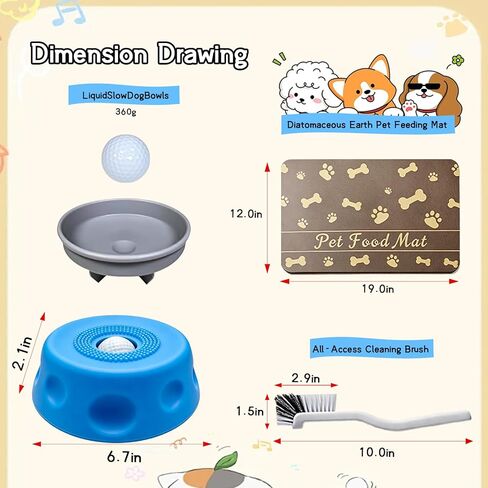 Slow Feeder Lick Bowl for Liquid Dog Treats- Lick Toy for Bone Broth, Rolling Ball Dog Lick Bowl with pet Anti Slip Pads and Cleaning Brushes, Suit for Large Medium Small Dogs&Post-Op in Kuwait