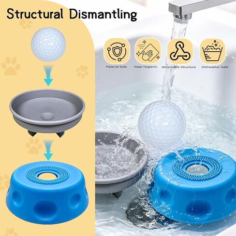 Slow Feeder Lick Bowl for Liquid Dog Treats- Lick Toy for Bone Broth, Rolling Ball Dog Lick Bowl with pet Anti Slip Pads and Cleaning Brushes, Suit for Large Medium Small Dogs&Post-Op in Kuwait