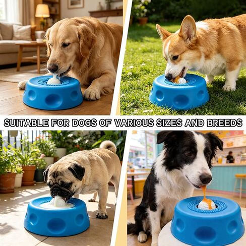 Slow Feeder Lick Bowl for Liquid Dog Treats- Lick Toy for Bone Broth, Rolling Ball Dog Lick Bowl with pet Anti Slip Pads and Cleaning Brushes, Suit for Large Medium Small Dogs&Post-Op in Kuwait