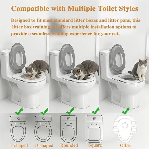 Cat Toilet Trainer Kit, Professional Training for Cats, Reusable with Litter Scoop, Pet Litter & Housebreaking Seat Tool Extra Tray Environment for Toilet in Kuwait