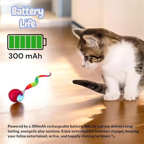 New Upgraded Red Cat Ball Toy, Speedy Tail 2.0 Cat Toy, Interactive Cat Toy Ball, Stimulating Toys and Juguetes para Gatos, Cat Toys for Indoor Cats, Interactive Dog Toys with Two Tails, (RED) in Kuwait