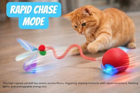 New Upgraded Red Cat Ball Toy, Speedy Tail 2.0 Cat Toy, Interactive Cat Toy Ball, Stimulating Toys and Juguetes para Gatos, Cat Toys for Indoor Cats, Interactive Dog Toys with Two Tails, (RED) in Kuwait
