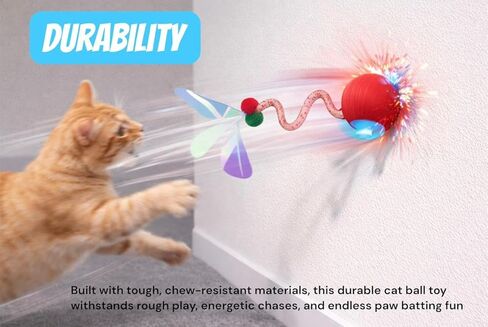 New Upgraded Red Cat Ball Toy, Speedy Tail 2.0 Cat Toy, Interactive Cat Toy Ball, Stimulating Toys and Juguetes para Gatos, Cat Toys for Indoor Cats, Interactive Dog Toys with Two Tails, (RED) in Kuwait
