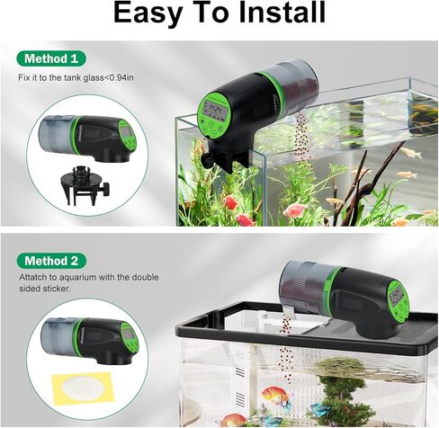 Lychee Automatic Fish Feeder for Aquarium-200ml Timed Dry Fish Food Vacation Feeder with Two Feeding Rings-Moisture-Proof LCD Display for Tank Pond in Kuwait