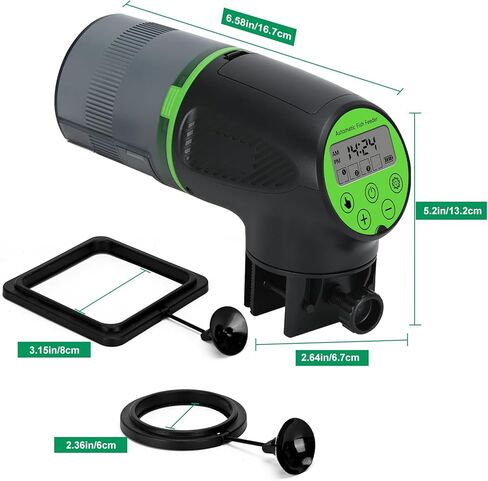 Lychee Automatic Fish Feeder for Aquarium-200ml Timed Dry Fish Food Vacation Feeder with Two Feeding Rings-Moisture-Proof LCD Display for Tank Pond in Kuwait