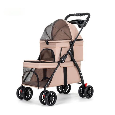 Generic Kittens Puppies Travel Strolling Cart for Small Cats and Dogs Foldable Puppy Kitty Stroller with Safety Belts Cup Holder & Lockable Wheels Ideal for Multi-Pet Homes in Kuwait