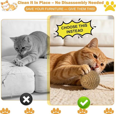 Cat Toy Ball with Sisal Rope Wrapping – 3 Pack Sisal Cat Toy Ball with Rope & Quiet Bell, 1.77" Natural Interactive Cat Scratching Ball for Indoor Cats (Beige, Yellow, Striped) in Kuwait