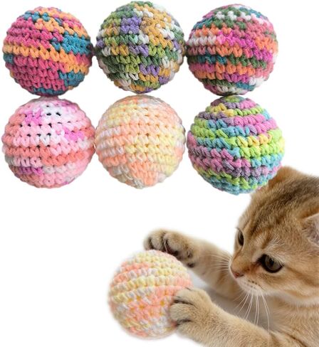 Cat Toys Balls, Yarn Cat Ball with Bell Inside, Kitten Toys for Indoor Cats Kitty, Interactive Cat Nip Chew Toys for All Pet Breed 1 Pack(Random) in Kuwait