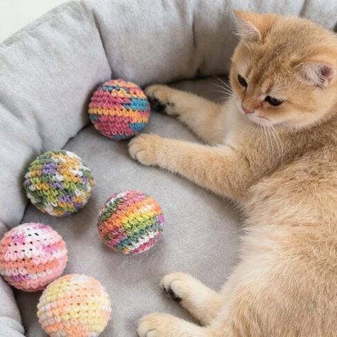 Cat Toys Balls, Yarn Cat Ball with Bell Inside, Kitten Toys for Indoor Cats Kitty, Interactive Cat Nip Chew Toys for All Pet Breed 1 Pack(Random) in Kuwait