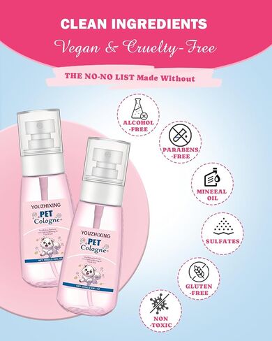عطر للكلاب وكولونيا للحيوانات الأليفة - رائحة بودرة أطفال تدوم طويلاً | خالي من الكحول وآمن إذا تم لعقه | مزيل الروائح الكريهة ذو أساس مائي للكلاب والقطط | مكيف الفراء، غير لزج in Kuwait