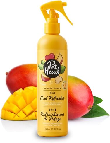 Pet Head Ultimutt Clean 3-in-1 Dog Coat Refresher | Mango Scent | Cleanses, Deodorizes and Conditions | Odour-Eliminating | No Rinsing Required | Dog Spray for Smelly Dogs and Puppies | 10.1 fl. oz. in Kuwait