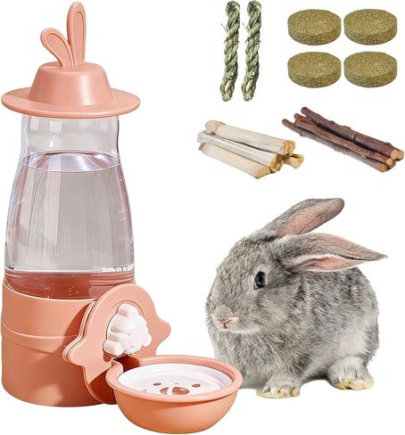 21oz Rabbit Water Bottle, Hanging Automatic Guinea Pig Water Dispenser Rabbit Water Bottle No Drip Bunny Cage Accessories for Bunny Hamster Ferret Cat Chinchilla in Kuwait