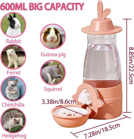 21oz Rabbit Water Bottle, Hanging Automatic Guinea Pig Water Dispenser Rabbit Water Bottle No Drip Bunny Cage Accessories for Bunny Hamster Ferret Cat Chinchilla in Kuwait