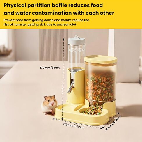 Hamster Water Bottle & Automatic Feeder Combo, No Drip Guinea Pig Water Bottle with Stainless Steel Nozzle, BPA Free Transparent Dispenser for Hamsters Guinea Pigs Gerbils in Kuwait