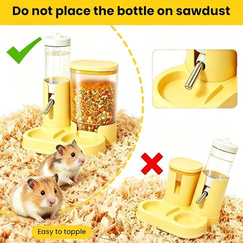 Hamster Water Bottle & Automatic Feeder Combo, No Drip Guinea Pig Water Bottle with Stainless Steel Nozzle, BPA Free Transparent Dispenser for Hamsters Guinea Pigs Gerbils in Kuwait