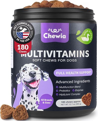Dog Vitamins 15 in 1 - Dog Multivitamin Chews with MSM for Hip & Joint Health - Dog Supplement for Itchy Skin Relief - Multivitamin for Dogs Immune Support with Enzymes - Skin & Coat, Mobility Support in Kuwait